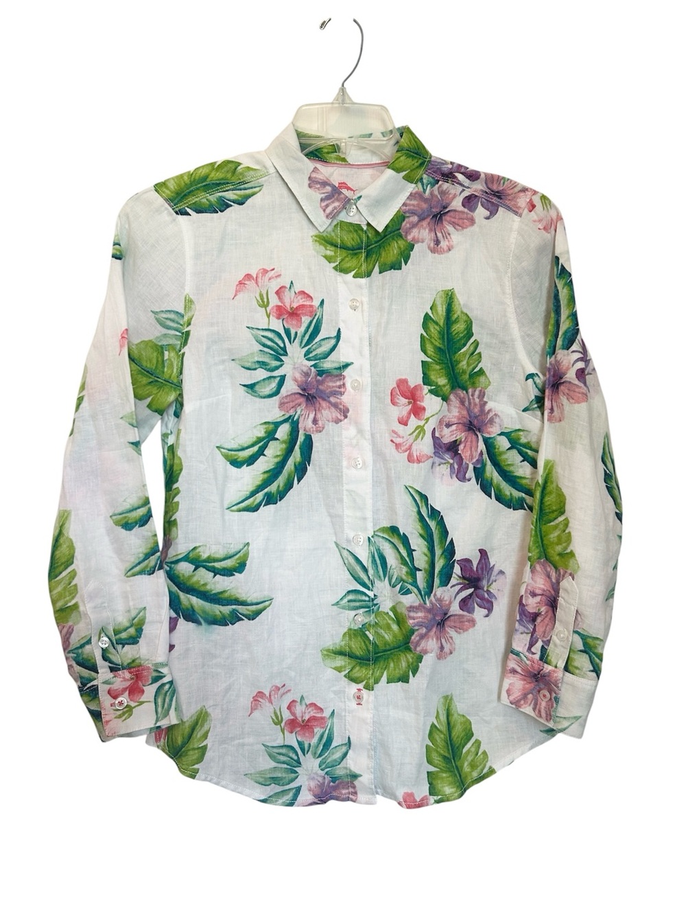 TOMMY BAHAMA Villa Ibisco Toss Linen Floral Top NWOT